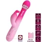 Preview: Rosa Vibrator mit Kaninchenohren, 7 Vibrationsmodi, 4 Stoß- und Rotationsmodi, wasserdicht, Silikon, 3-in-1-Funktion.