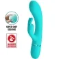 Preview: Turquoise silicone vibrator with bunny ears, super soft texture and powerful vibration.