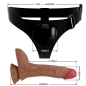 Preview: PRETTY LOVE - UNIVERSAL HARNESS SLIP MIT VIBRIERENDEM UND SQUIRTING-DILDO 15,5 CM MULATO