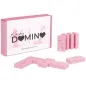 Preview: Rosa Dominosteine mit erotischen Symbolen und Verpackung mit der Aufschrift "Kinky Domino: Where Strategy Meets Sex".