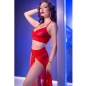 Preview: CHILIROSE - CR 4850 ROTES TOP UND LEGGINGS SET MIT GOLDENEN ACCESSOIRES L