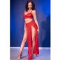 Preview: CHILIROSE - CR 4850 ROTES TOP UND LEGGINGS SET MIT GOLDENEN ACCESSOIRES L