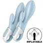 Preview: Zwei blaue, aufblasbare Vibratoren mit weißen Griffen und Bedienelementen, daneben ein Symbol mit der Aufschrift "INFLATABLE".