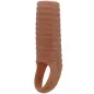 Preview: Brown, ribbed silicone attachment with an opening at one end, presumably for the finger.