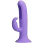 Preview: Purple vibrator with two arms, one curved, the other shorter. Smooth surface with ribbed detail at the base.