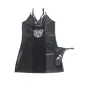 Preview: Leather Dress with Floral Lace Black S/M – Subblime