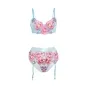 Preview: Bh- Und Strumpfgürtel-Set Mit Blumenstickerei Rosa S/M – Subblime