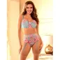 Preview: Bra and garter belt set with floral embroidery, pink, L/XL – Subblime