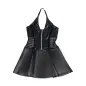 Preview: Lederkleid Mit Spitzenreissverschluss Schwarz L/Xl – Subblime