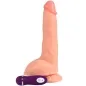 Preview: Skin-colored dildo with suction cup and purple remote control on a white background.