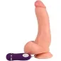 Preview: A flesh-colored dildo with a suction cup and a purple remote control.