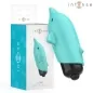 Preview: Turquoise, dolphin-shaped vibration device with packaging, brand "intense", model "Echo Vibrating Bullet".