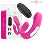 Preview: Pinkfarbener Dual-Stimulator mit Fernbedienung und Verpackung, Marke "intense".