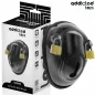 Preview: Black chastity device with two padlocks, packaging in the background, brand "addicted toys".