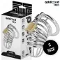 Preview: Metallkäfig mit Schloss, Verpackung im Hintergrund, "Addicted Toys" und "S Size" sichtbar.