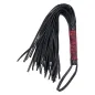 Preview: Black whip with red handle details and multiple straps, suitable for BDSM activities.