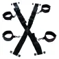 Preview: Black restraints with adjustable straps and buckles, arranged in an X-shape.