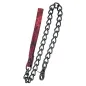 Preview: Black chain with a red patterned handle and carabiner hook.