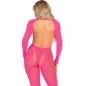 Preview: Rosa Bodystocking Mit Offenem Rücken OS – Leg Avenue