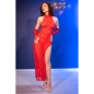 Preview: Chilirose - Cr 4853 Rotes Spitzenkleid Mit Handschuhen L/Xl
