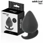 Preview: Schwarzer Analplug von Addicted Toys, 9,5 cm, neben der Verpackung.