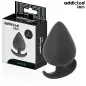 Preview: Black anal plug from Addicted Toys, 8 cm, next to the packaging.