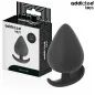 Preview: Black anal plug from Addicted Toys, 5.3 cm, next to the packaging.