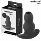 Preview: Black, hollow anal plug from Addicted Toys, 15.2 cm, shown next to the packaging.