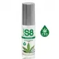 Preview: Flasche S8 Cannabis Gleitmittel mit CBD-Logo, 50 ml, grauer Deckel, Hanfblatt-Symbol.