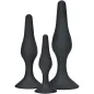 Preview: Three black, differently sized, conical objects with a wide base on a white background.