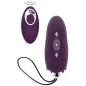 Preview: Purple vibrator with remote control, arrows and circles for function indication, black cable.