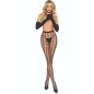 Preview: Person in schwarzer Spitzenstrumpfhose und langen Handschuhen, mit blonden Haaren, auf weißem Hintergrund.