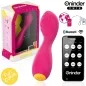 Preview: Pink Bluetooth vibrator toy with packaging and smartphone app for controlling different modes.