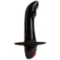Preview: Black, curved sex toy with a red button and wide handle.