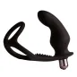 Preview: Black, ergonomically shaped sex toy with ring and vibration function.