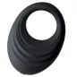 Preview: Black, oval silicone ring with a ribbed surface and smooth interior.