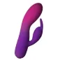 Preview: Lila-pinker Vibrator mit zwei Enden auf weißem Hintergrund.