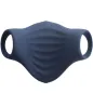 Preview: Dunkelblaue, strukturierte Gesichtsmaske mit geschwungenem Design und Ohrschlaufen.