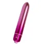 Preview: Rosa, metallisch glänzender Vibrator in zylindrischer Form mit abgerundeter Spitze.