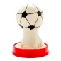 Preview: Stempel mit Fußballmuster auf rotem Sockel, weißer Hintergrund.