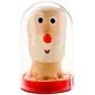 Preview: Spielzeugfigur mit Weihnachtsmann-Gesicht in einer durchsichtigen Kuppel auf rotem Sockel.