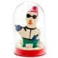 Preview: Figure of a snowman wearing sunglasses and a red hat inside a transparent dome.