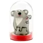 Preview: Grey koala figurine with baby in a transparent dome on a red base.