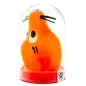 Preview: Orangefarbene Mausfigur mit großen Augen in einer durchsichtigen Kuppel auf rotem Sockel.