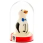 Preview: White penguin figurine with black and blue details in a transparent dome on a red base.