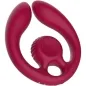 Preview: Roter, U-förmiger Vibrator mit zwei Armen und einem spiralförmigen Muster in der Mitte.