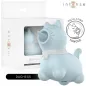 Preview: Blue, cat-shaped stimulator with oscillating tongue, next to packaging with product image and logo.