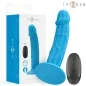 Preview: Blue vibrator with remote control and packaging, brand "intense".