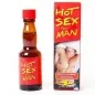 Preview: Braune Flasche und rote Verpackung mit der Aufschrift "Hot Sex for Man", 20 ml.