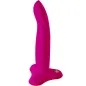 Preview: Pink silicone dildo with a curved tip and wide base.